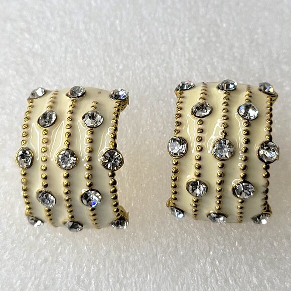 White and Crystal Small Earrings - Picture 2 of 7